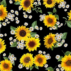 SUNFLOWER AND DASIY FLUER BLACK