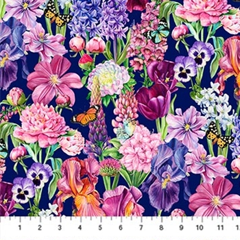 Deborah's Garden lg Packed Floral Navy